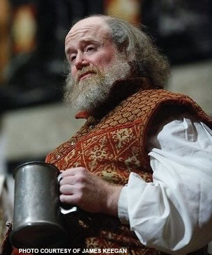 James Keegan as Falstaff holding a tankard in Henry IV, Part 1